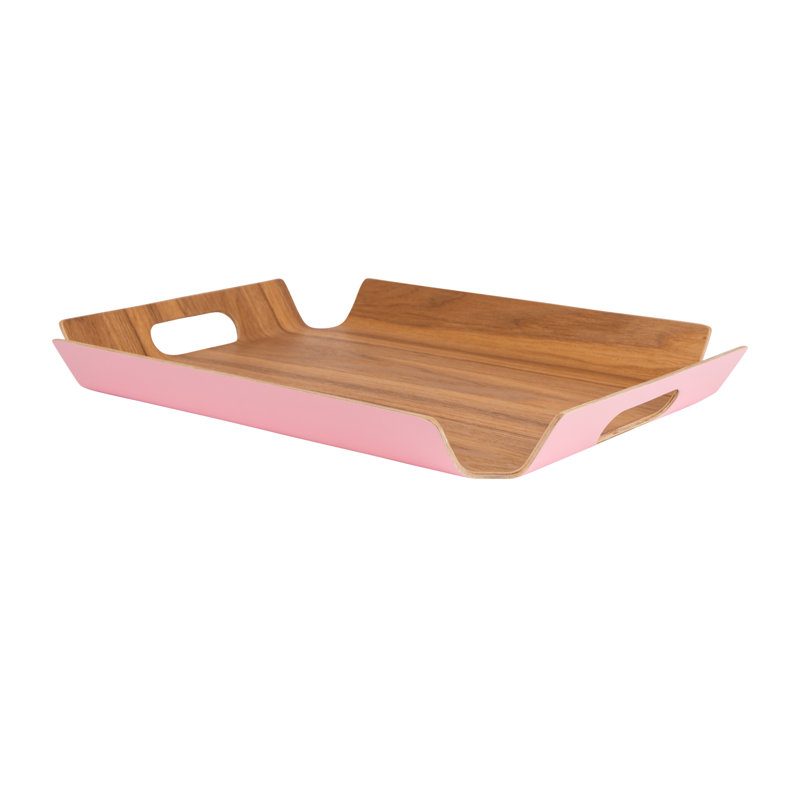 Solid Wood Tray, 4.5cm H x 39.8cm W x 28.5cm D, Pink
