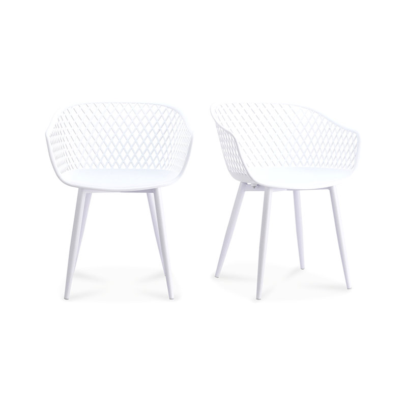 Chaises de salle à manger, polypropylène, pieds en métal thermolaqué, blanc - ensemble de 2