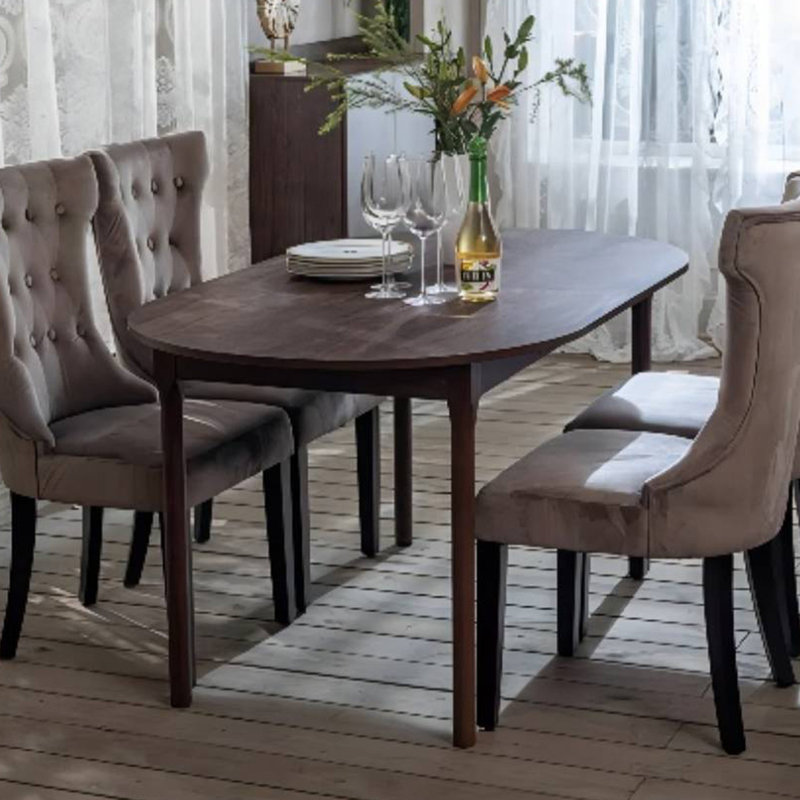 Dangela Extendable Oval Dining Table, Walnut, Walnut