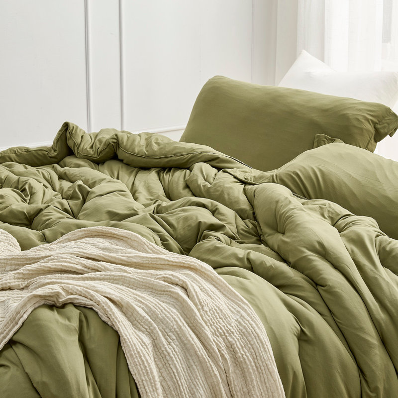 Ensemble d'édredon surdimensionné Summa, Édredon pour grand lit + 2 taies décoratives, Vert