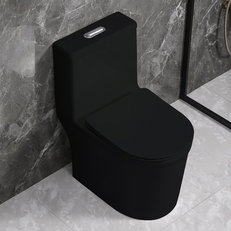 Yingze 23.5" Compact Short Depth One Piece Toilet, Matte Black, Dual Flush 1.1/1.6 GPF Water Saving, Quick Release Soft Close UF Seat for Small Bathrooms