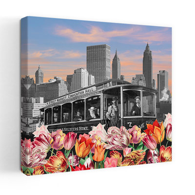 Surreal City Blooms by Marja Van Den - Wrapped Canvas Print