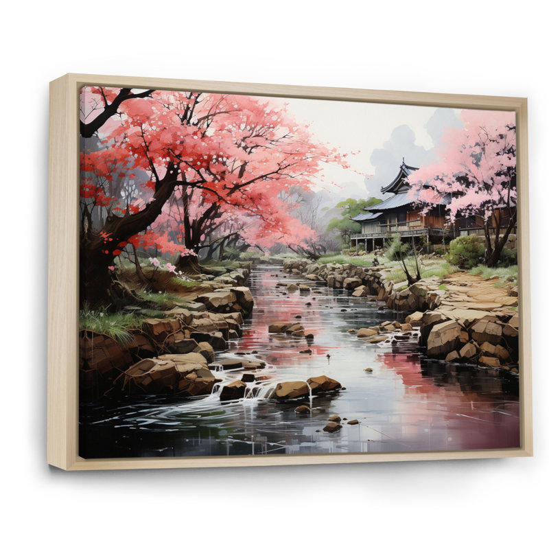 Asian Art Zen Garden IV, reproduction d'art sur toile, H 30 po x l 40 po x P 1,5 po, Cadre flottant érable