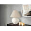 Lampe de table en céramique avec base crème et abat-jour en lin, à intensité variable à 3 voies