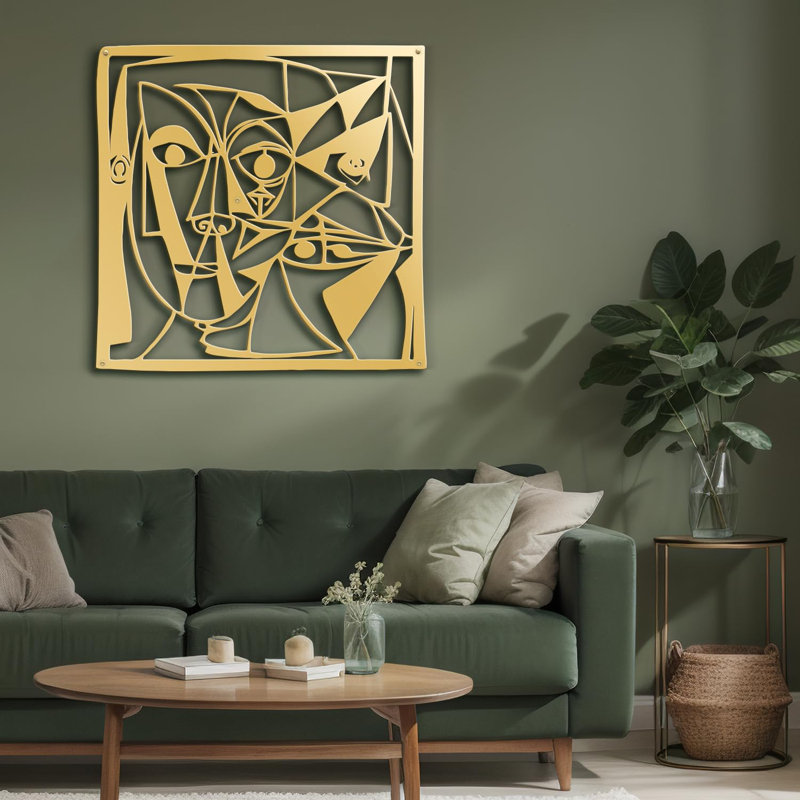 Décoration murale en métal, Or, H 36 po x l 36 po x P 0,05 po