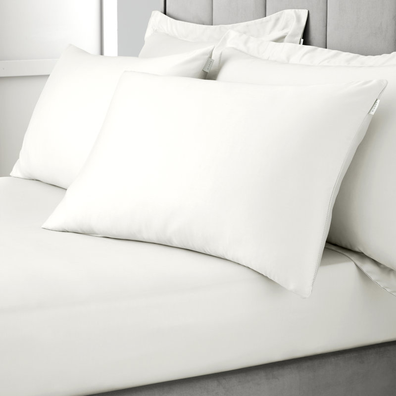 400 Thread Count 100% Cotton Sateen Oxford Pillowcase Pair, Standard (50 x 75cm), Ivory
