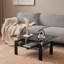 Table basse rectangulaire en verre avec tablette inférieure, cadre noir de 39 pouces, table de salon moderne