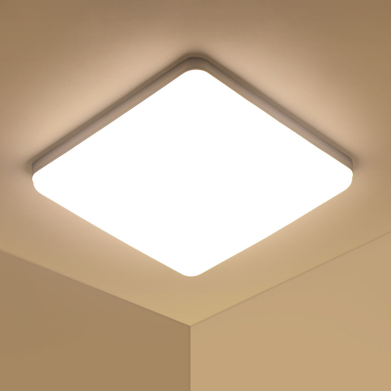 Square LED Flush Mount, 3.5cm H X 23cm W X 23cm D, Natural