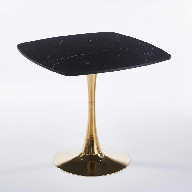 Table de salle à manger moderne à piédestal pour cuisine et coin-repas, Noir mat, H 28,7 po x L 31,5 po x l 19,68 po