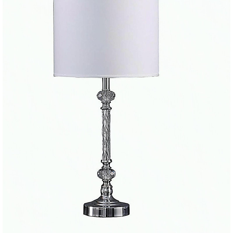 19.25" In Audrey Twisted Crystal Modern Silver Table Lamp