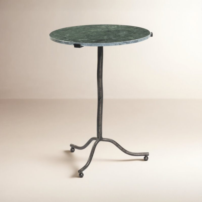 Marble Top End Table, Green Top/Gray Base