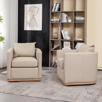 Fauteuil pivotant en cuir véritable Azib