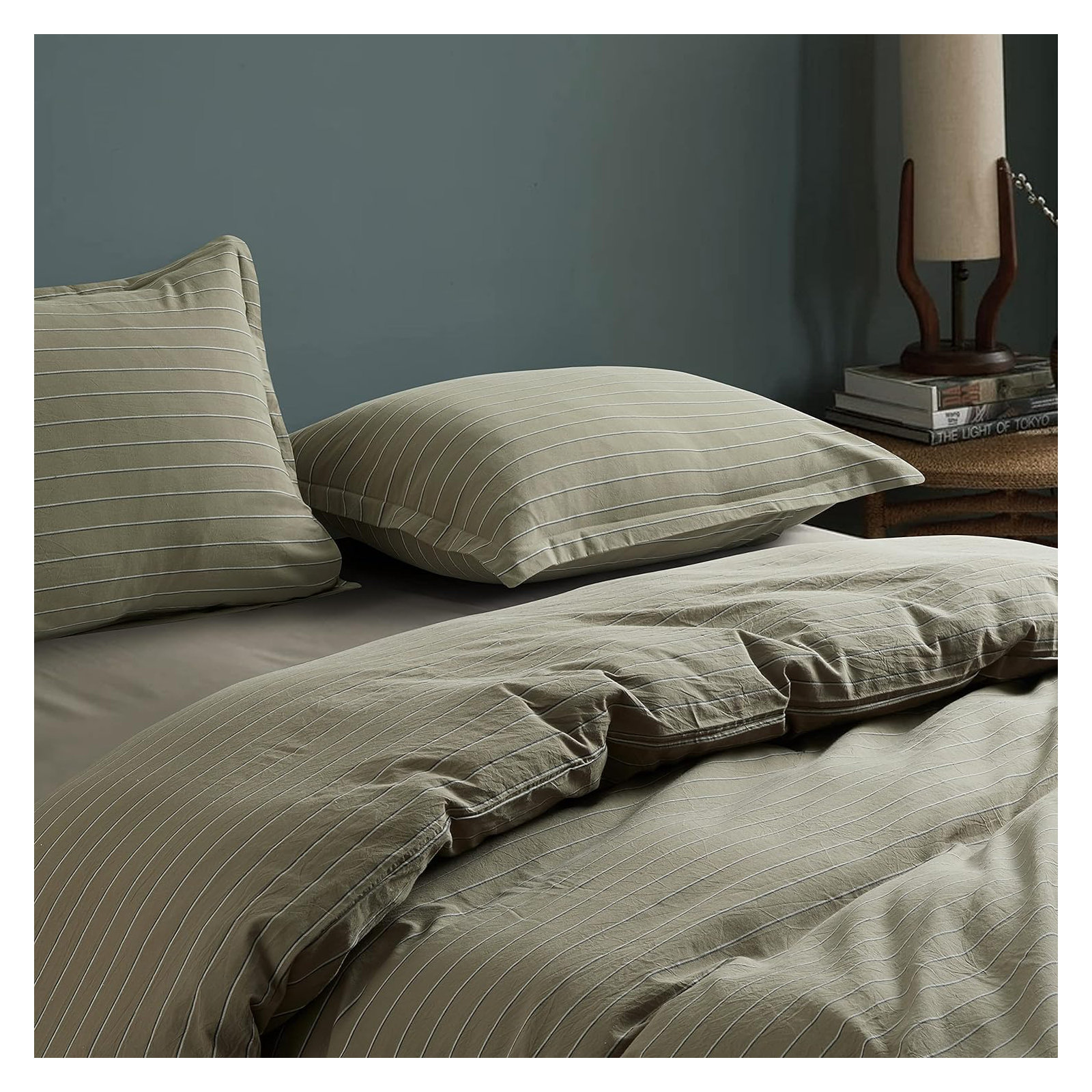 Dione Cotton Percale Duvet Cover Set, Queen Duvet Cover + 2 Queen Shams