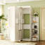 Grand lit escamotable rotatif avec armoire dissimulée, deux tablettes, bureau convertible et rangement supplémentaire - blanc