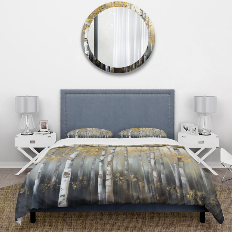 Birch Tree Dense Forest I BeddingMicrofiber / Polyester Duvet Cover Set, Twin Duvet Cover + 1 Standard Sham