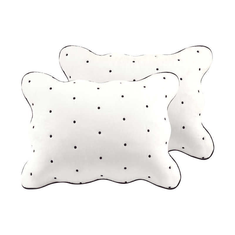 kate spade new york Scalloped Edge Full/Queen Quilt Bedding Set, All Season 3-Piece Set, Navy, Queen Quilt + 2 Shams, White