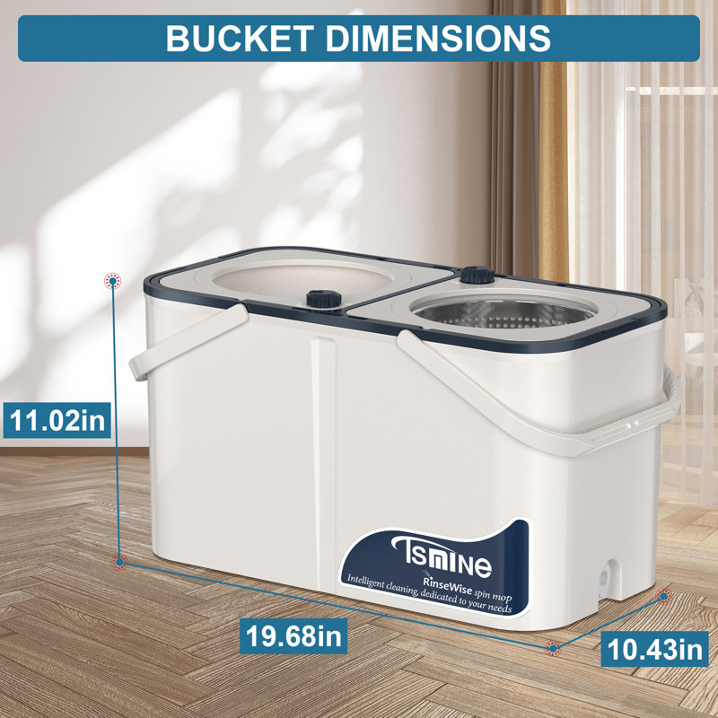 Spin Mop Bucket with Wringer, Separate Dirty and Clean Water,with 6 Replacement Mop Heads,4X Wheel