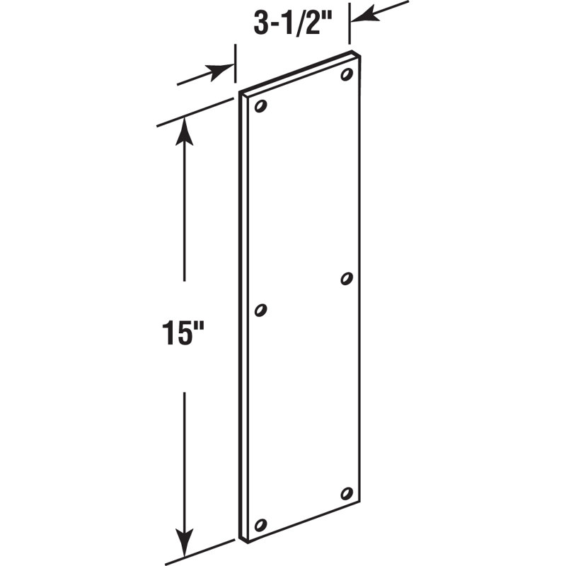 Plaque à pousser (paquet simple), Satin, H 16 po x l 6 po x P 0,63 po