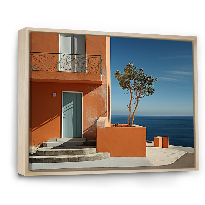 Orange Beach House Retreat - Décoration murale nautique et plage, Cadre naturel flottant, H 30 po x l 40 po x P 1,5 po