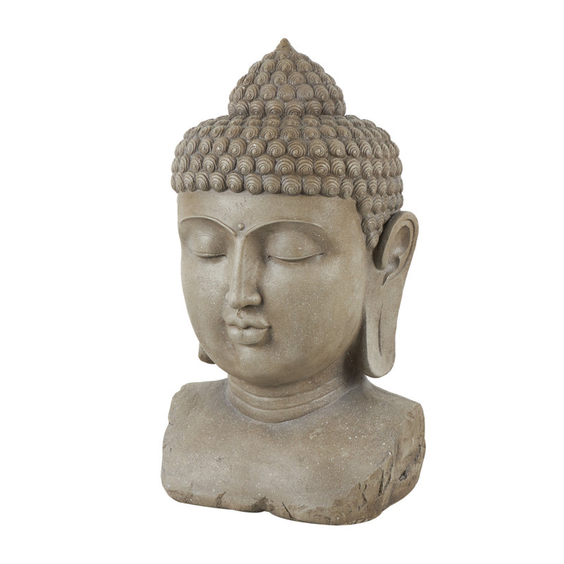 Brown Melchiora Buddha Large Speckled Decorative Sculpture with Textured Base