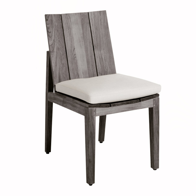 Chaise d'appoint en teck Ashland - Huître, Teck huître, Trépointe, Sunbrella® ‑ lin neige