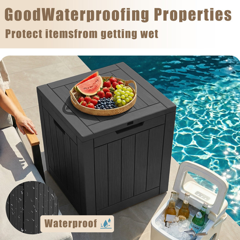 22.11'' W 30 Gallon Water Resistant Resin Lockable Deck Box, Black
