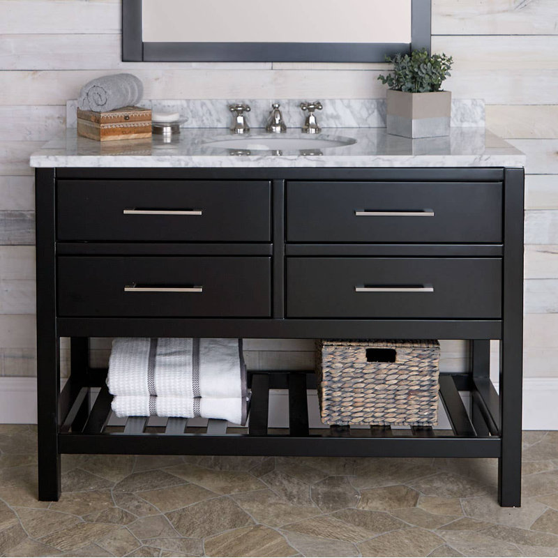 Base de meuble-lavabo double 47,25 po, Noir
