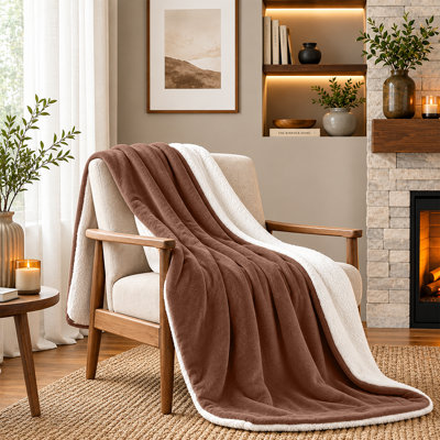 Sherpa Fleece Fur Thick Reversible Blanket Throw