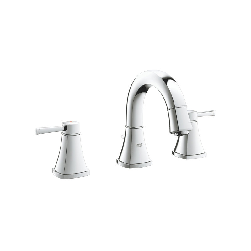 Grandera Polished Chrome 7.25'' High Two-Handle Widespread Bathroom Faucet