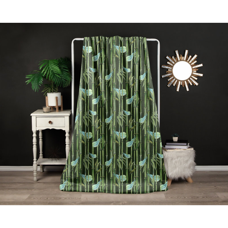 Throw Blanket, 68" W x 80" L, Striped/Floral, Green