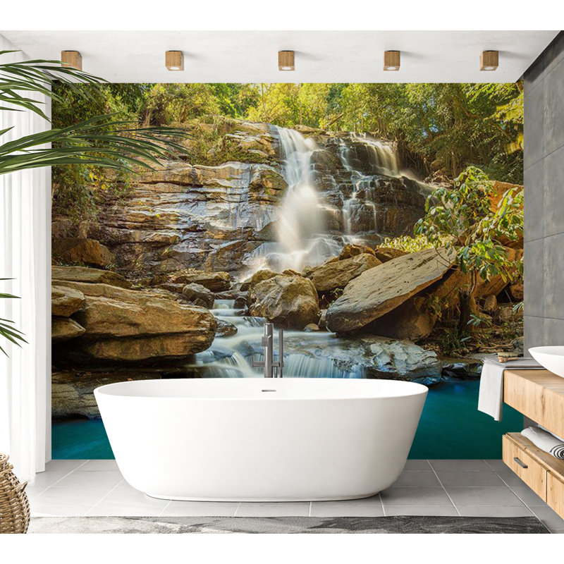 Papier peint paysage - Cascade en Thaïlande, L 55 po x l 78 po