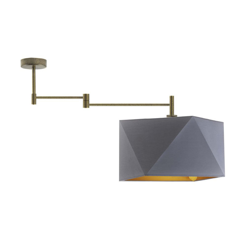 Adish Fabric Semi Flush Mount, Grey, Brushed Bronze