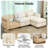 Boneless Oversized U-shaped sofa Compression Chenille Convertible Sofa with Storage, Beige