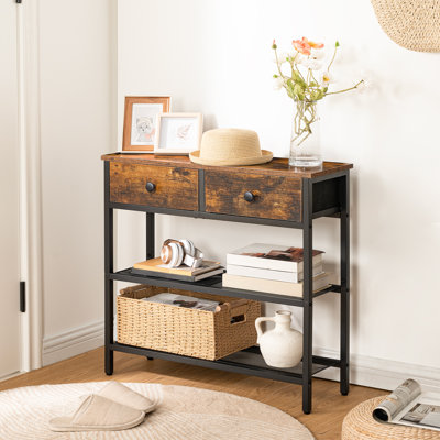 29.5" Small Console Table with Drawers and Shelves