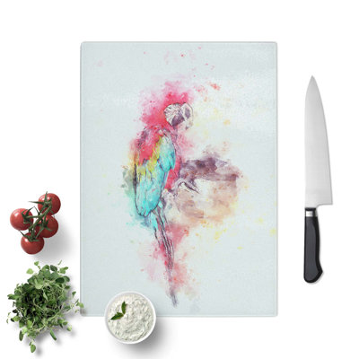 Tempered Glass Macaw Parrot Chopping Board