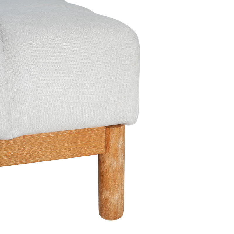 Kyra Modern Upholstered Deep Biscuit-Tufted Ottoman With Plush Foam Cushion, White