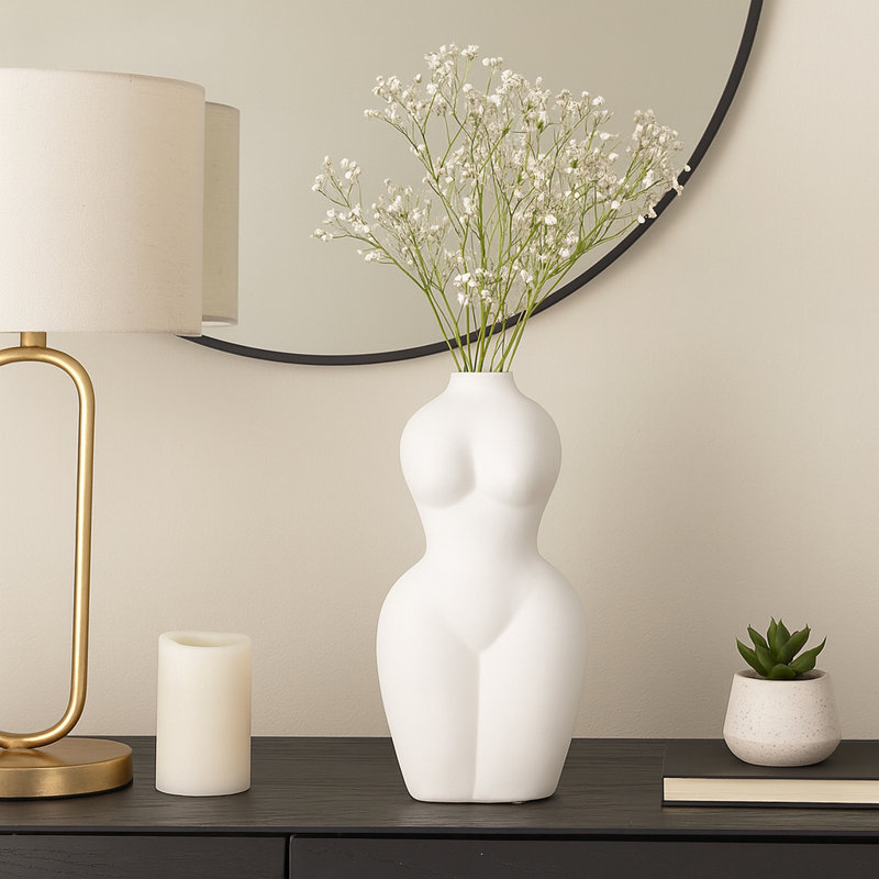 Decorative Torso Vase for Home Decor – Contemporary Sculptural Body Form Flower Vase for Table Decor – Statement Tall Vase for Living Room Decor – 12"