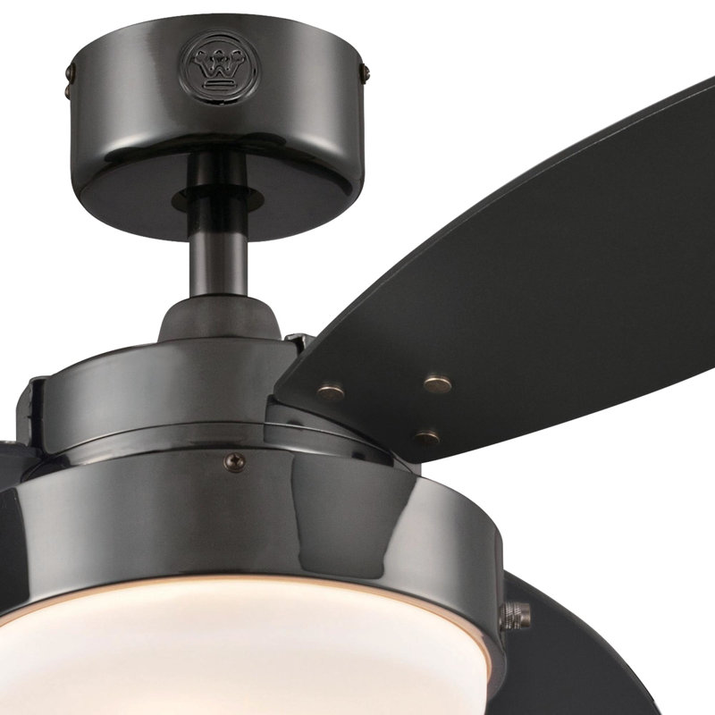 Alloy 42'' Ceiling Fan with Light Kit, Gun Metal Finish with Black Blades