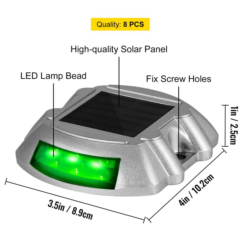 Solar Dock Lights Low Voltage Solar Powered Integrated LED Pathway Light Pack, Green