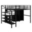 Lit mezzanine double en métal avec ensemble de table et garde-robe