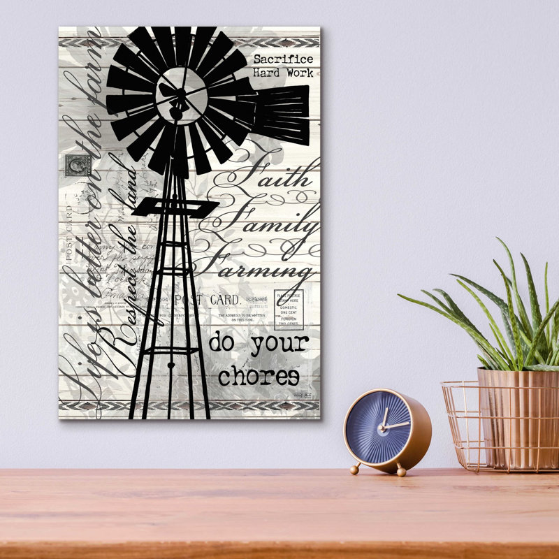 «Do Your Chores Windmill» par Cindy Jacobs, art mural en verre acrylique, H 16 po x l 12 po x P 0,13 po