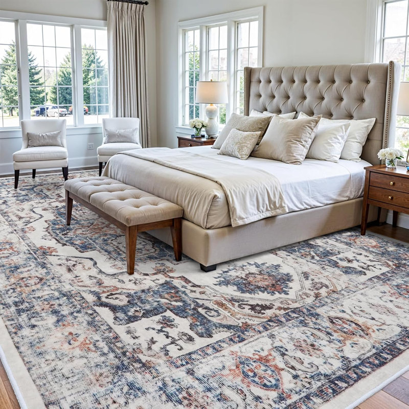 Wide Hallway Rug: Vintage Washable Soft for Living Room Bedroom Water Resistant Carpet with Non-Slip Backing for Entry Kitchen Dining Room Thin Bathroom Floor Mat(Brick)