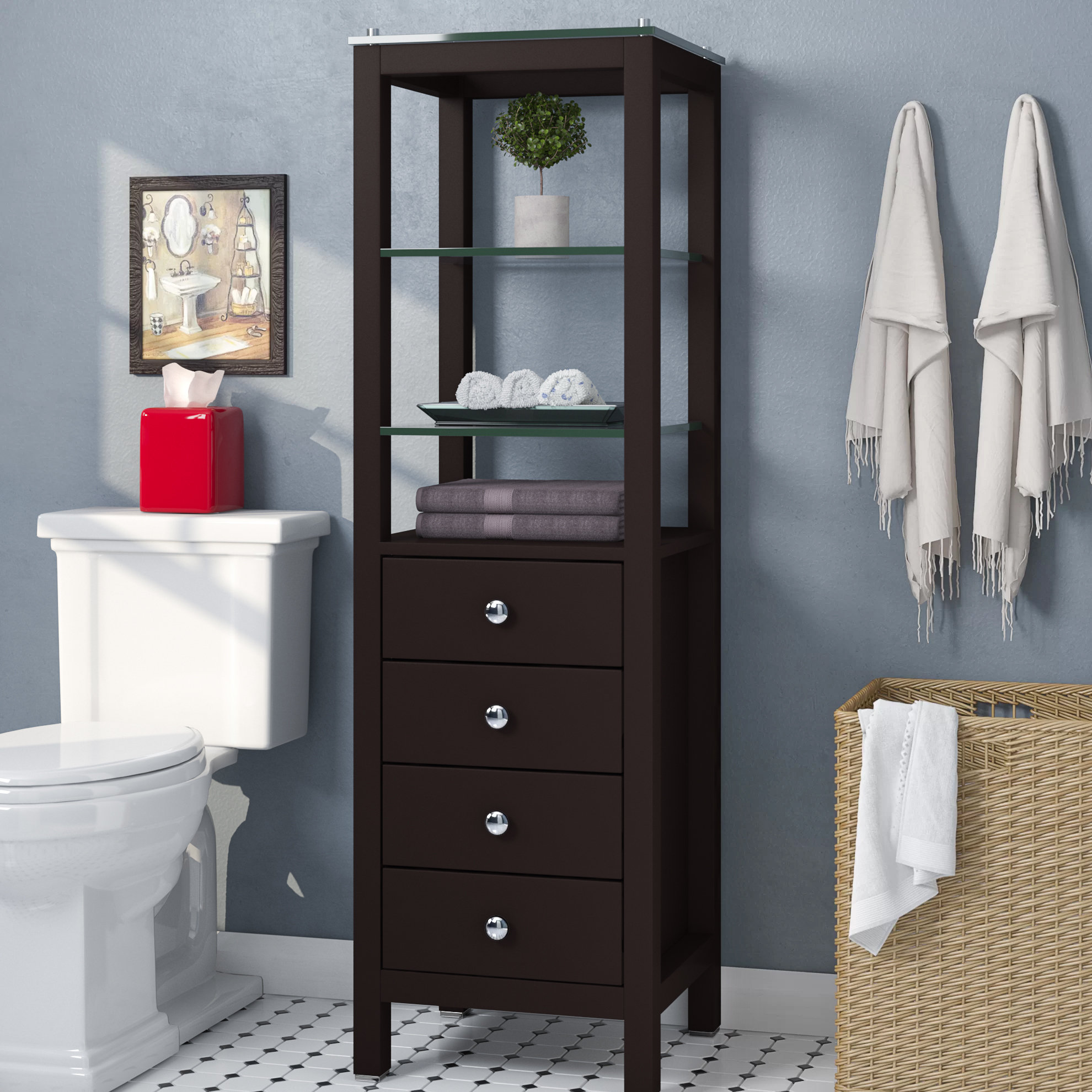 Red Barrel Studio® Marianne 18" W x 60" H x 18" D Solid Wood Linen