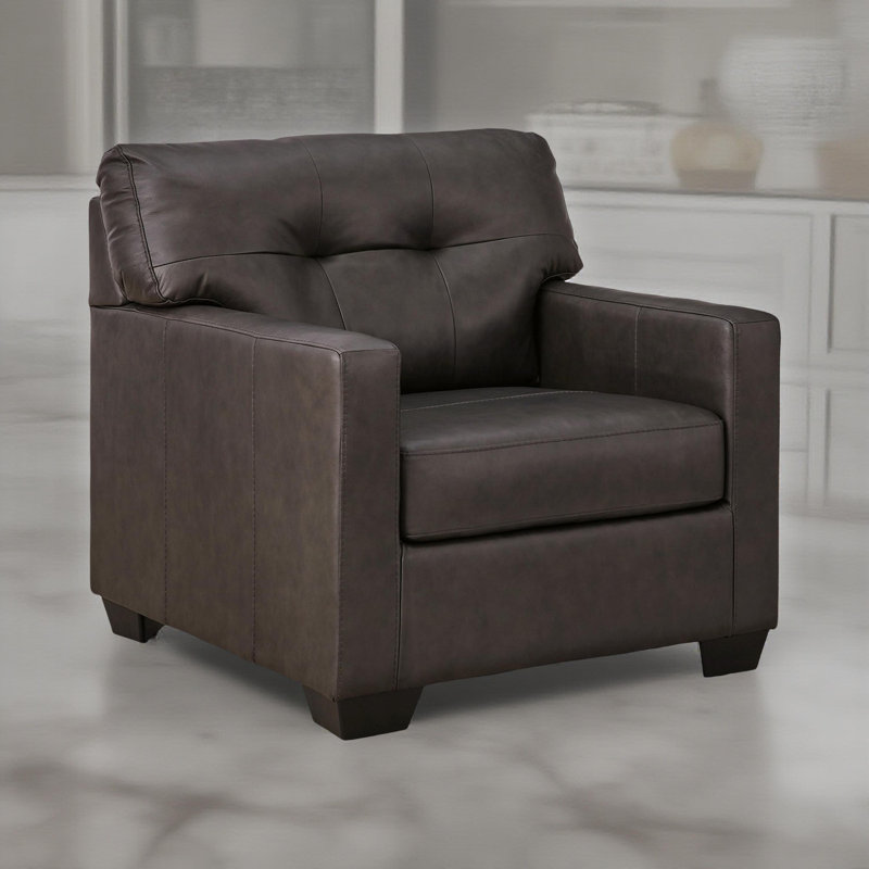 Fauteuil d'appoint Zada, Cuir véritable brun orage
