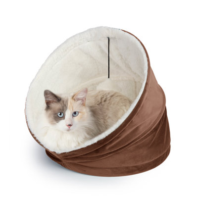 Cozy Cat House By Archie & Oscar™ Pet Collection Available In 5 Colors Of Velvet With Natural Sherpa & Dangling Furry Ball, Removable Seat Cushion For Cleaning.