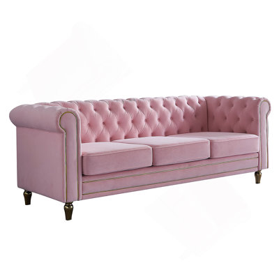 Chesterfield Velvet Sofa 84.65 inch for Living Room