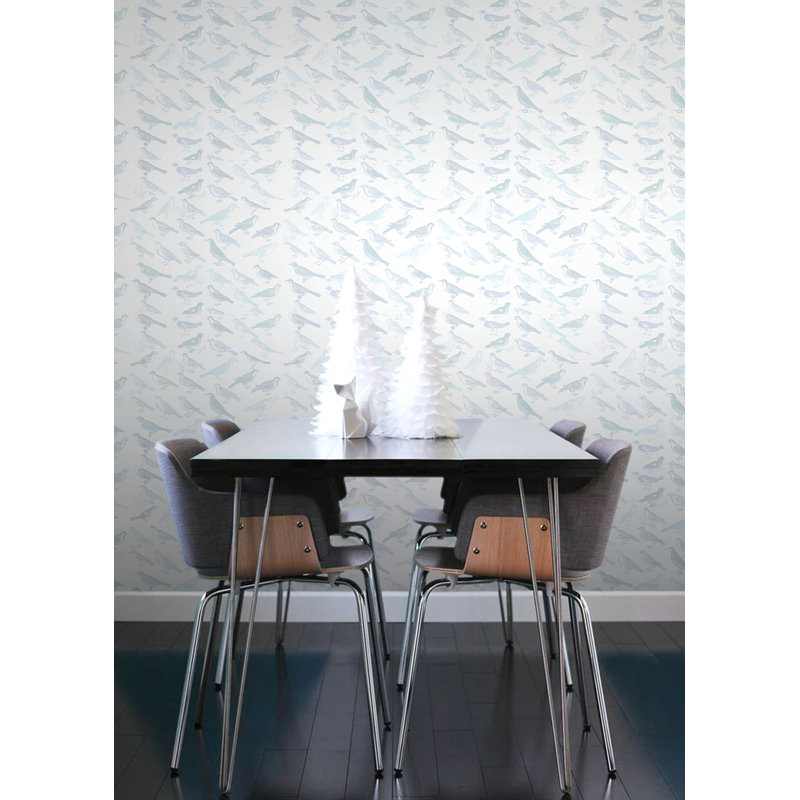The Signature Tweeter 10' L x 24" W Wallpaper Tile, Blue, PVC, Self-adhesive
