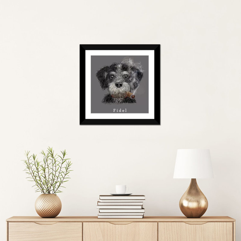 « fidel cubain native », impression sur toile, H 18 po x l 18 po x P 1,5 po, Toile avec cadre noir, Pas de tapis