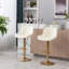 Repose-pieds chromé et base pivotante en velours à hauteur réglable et tabouret de bar simple doré, ensemble de 2, ivoire-1393523047