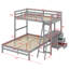 Lit superposé simple au-dessus de double en bois massif avec bureau intégré, 3 tiroirs et garde-corps-34836390